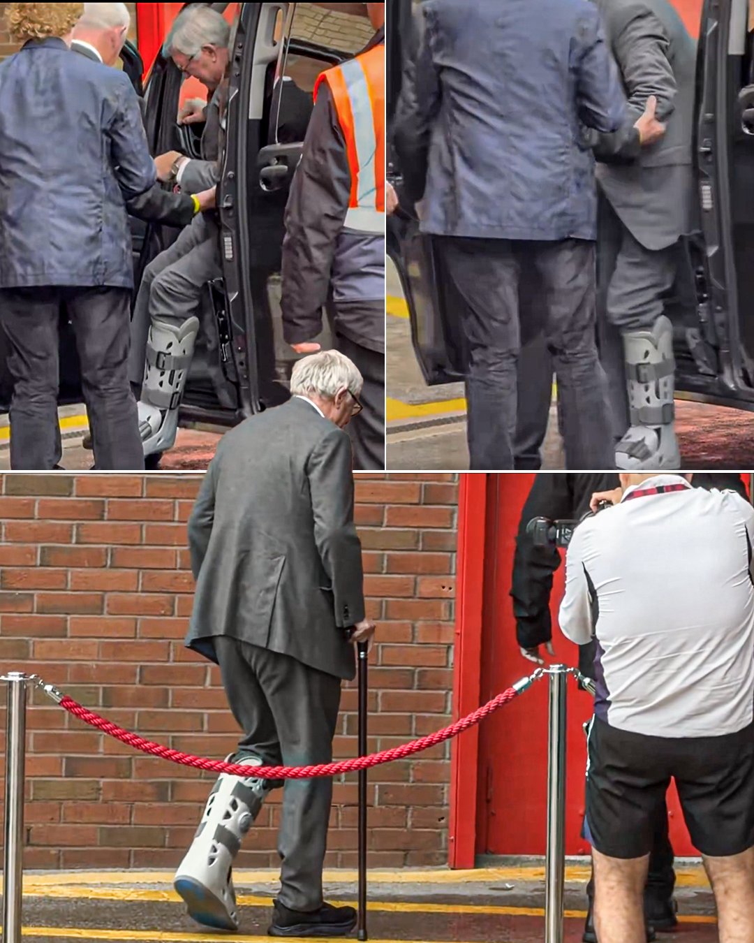Sir Alex Ferguson Attends Manchester United Match In Protective Boot