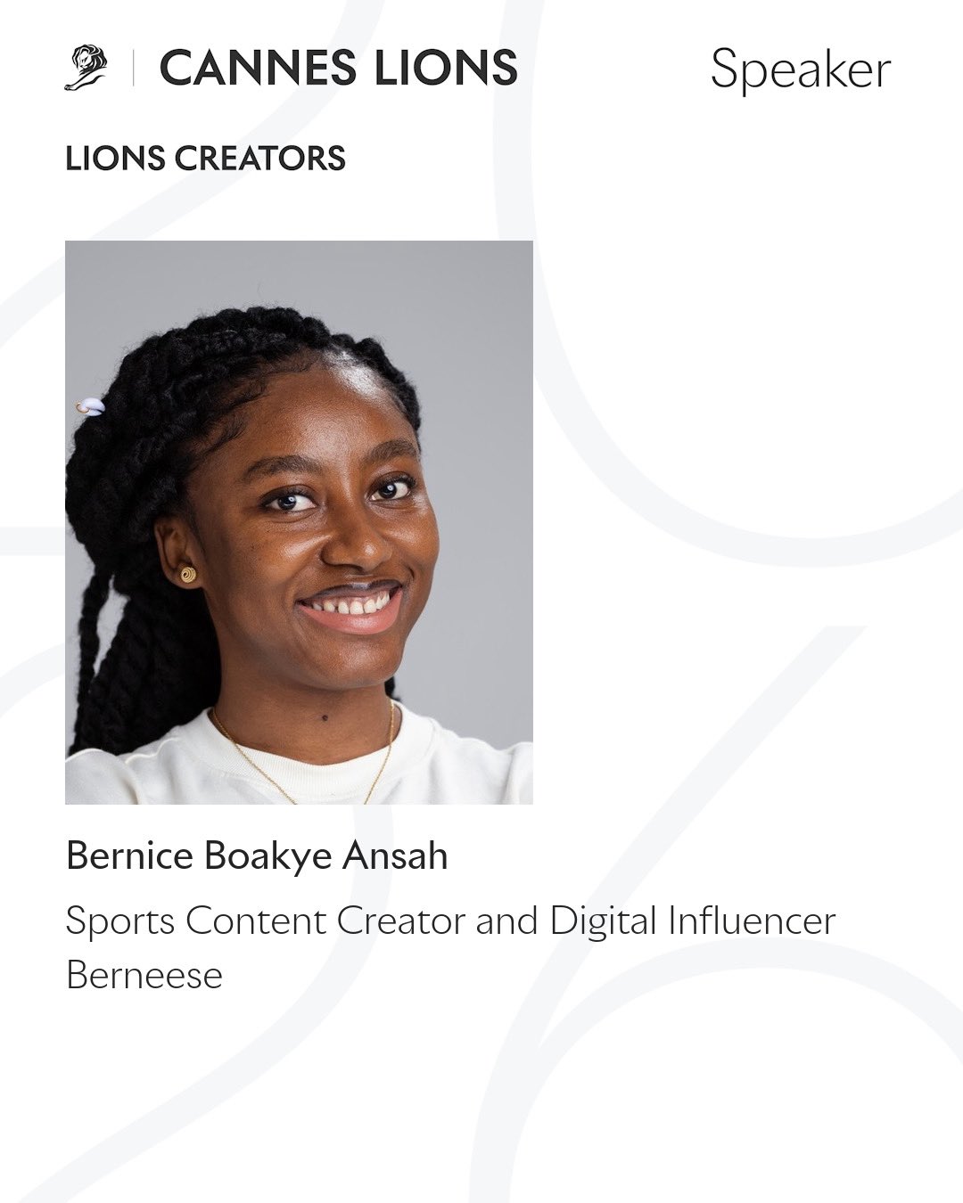 Bernice Boakye Ansah Named Speaker at Cannes Lions Creators Event.