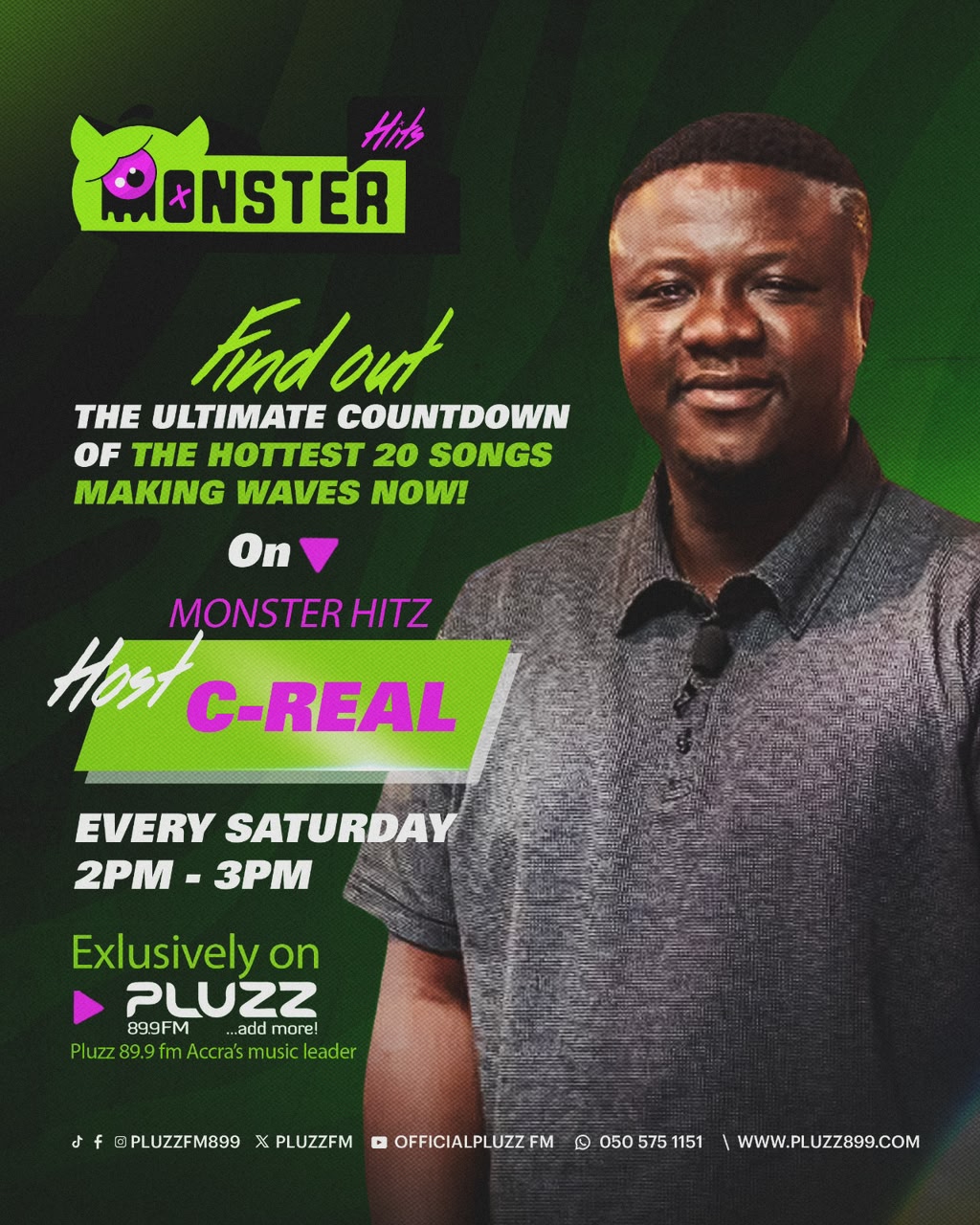 Pluzz FM Launches MONSTER HITZ Countdown Show With C-Real